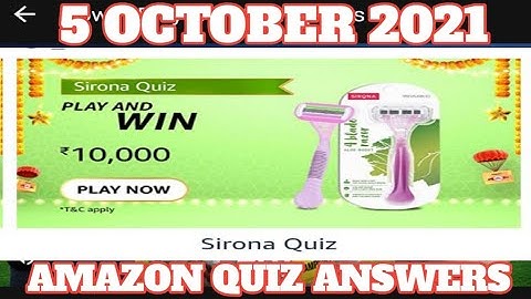 Amazon Sirona Quiz Answers Today|5 October|Amazon Quiz Answers Today | Daily Quiz Time