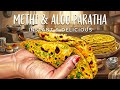 🔥 Soft &amp; Flaky Methi Aloo Paratha in a Handful! 🍃 (Atah, Kanda, Masale)