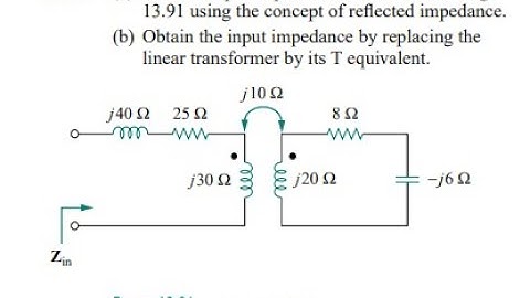Find the input impedance of the circuit in Fig. 13.91 using the concept of reflected impedance. (b)