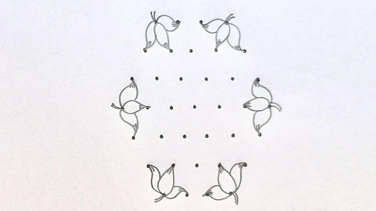 7*4 Simple Rangoli 🌸 Easy Flower Rangoli 🌸 Thai Masam Simple Rangoli 🌸