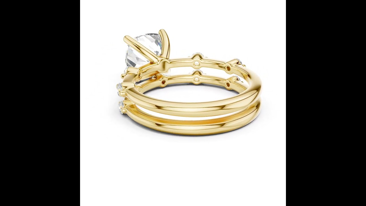 Cushion Cut Lab Diamond Bridal Ring Set