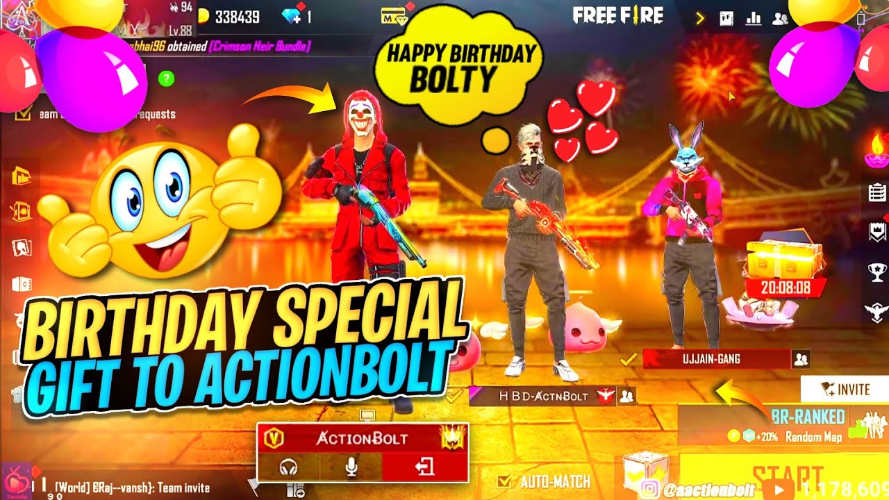 BIRTHDAY GIFT TO ACTIONBOLT😱 | BEST BIRTHDAY GIFT | DESI CHHORA_YT - GARENA FREEFIRE