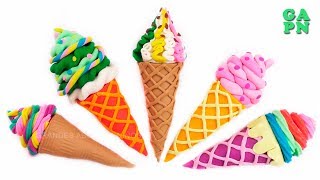 Play Doh Conos de Helado | Aprenda los colores para niños con Play Doh | Cómo hacer Play Doh helado