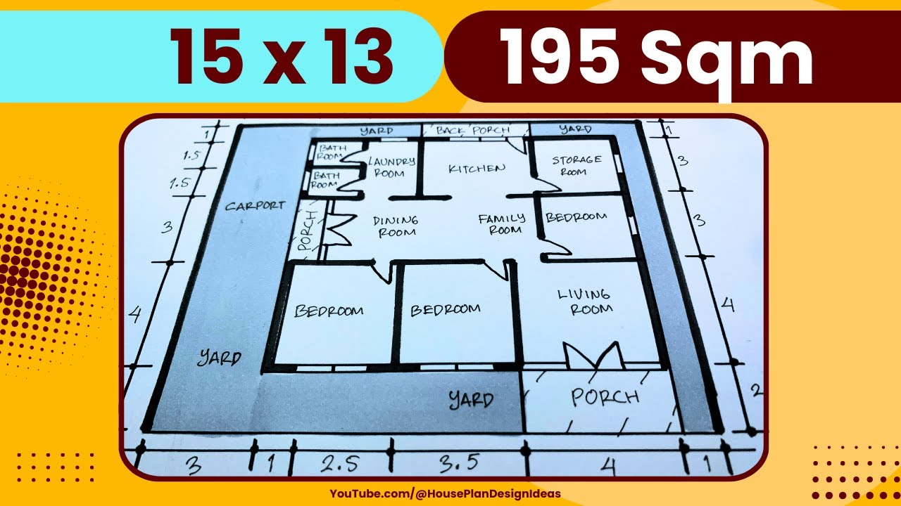 15x13 House Plan Design 195 square meter 3 Bedroom - YouTube