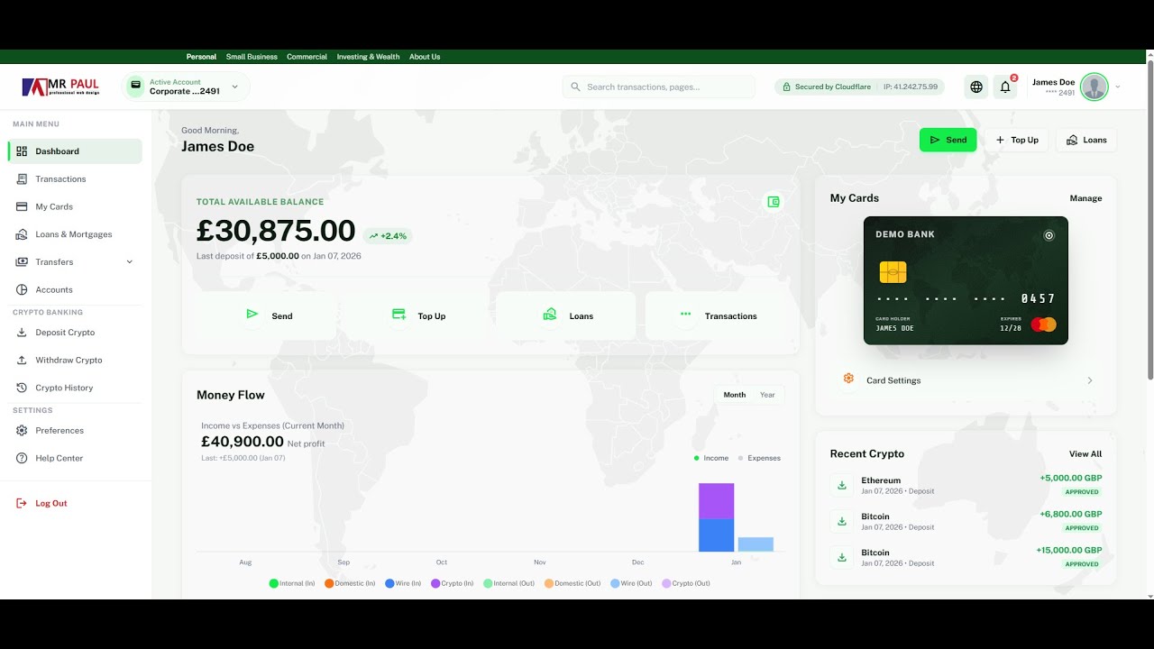 Build a Full Online Banking Platform | OTP Login, Crypto Wallet, Admin Dashboard