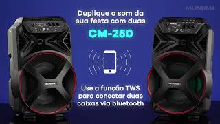 Caixa Amplificada Mondial Partyplus, Bluetooth, 250 Watts, Preto - Cm-250