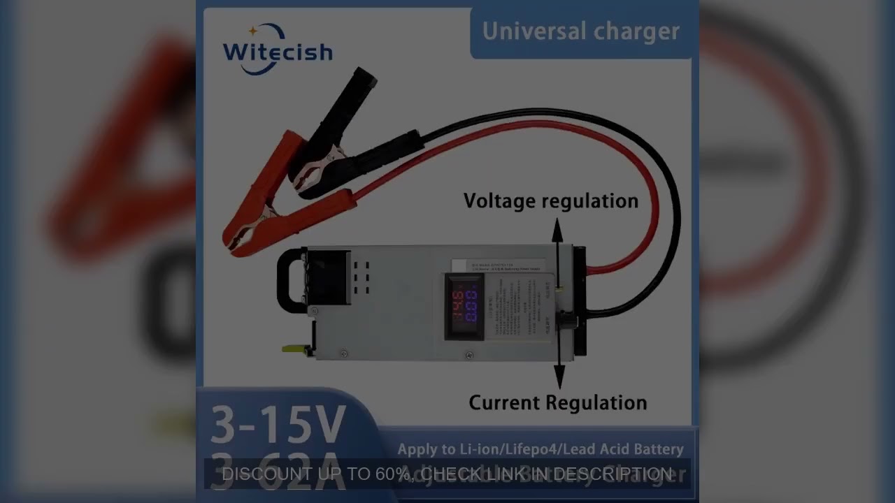 Lifepo4 Charger 12V 62A 60A Lithium Battery Charger 110V-240V Input 3-15V Adjustable Quick Fast Adap
