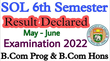 DU/SOL 6th Semester Result Declared 2022 | Bcom Prog & Bcom Hons Result 2022 | Check Your Result now