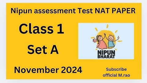 Nipun assessment Test NAT PAPER 2024 #NAT CLASS 1 #PRIMARY SCHOOL