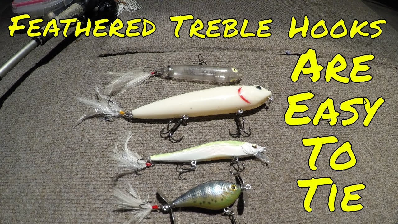 Top Water Baits How To Tie A Feathered Treble Hook⚫⚫⚫ 