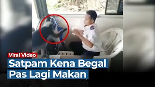 Viral! Lagi Enak Makan, Satpam Ini Tiba-tiba Kena Begal Monyet