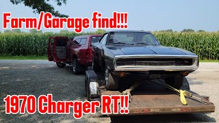 Farm Find! 70 Dodge Charger R/T pulled from a garage. Super solid 1970 roller Mopar muscle car RT