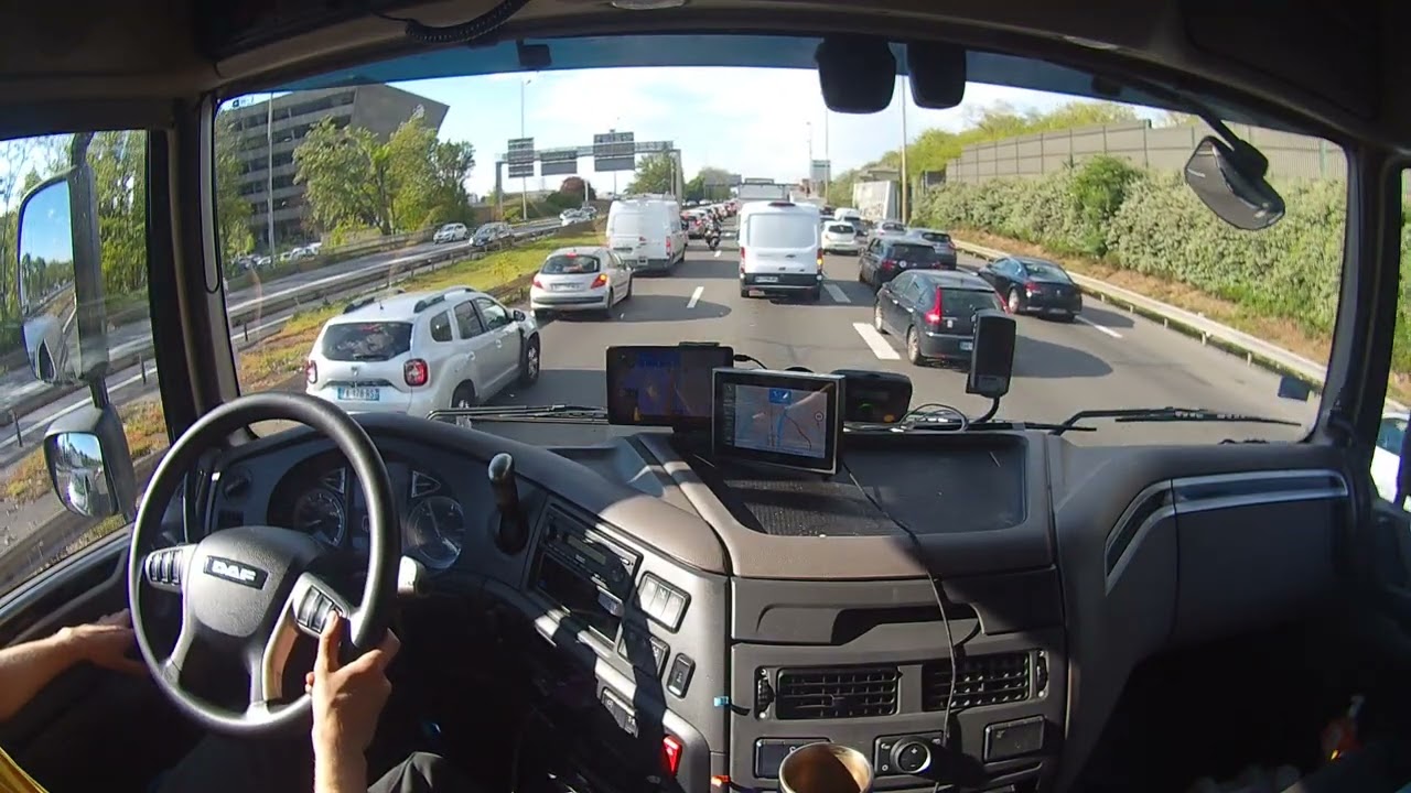 DRIVING DAF XF -  France - Paris - Truck - ASMR - RELAX - POV TRUCK DRIVING #france