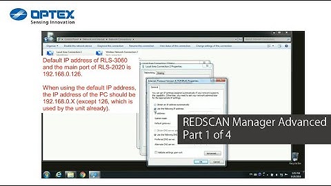 OPTEX - REDSCAN-REDSCAN manager advanced 1/4 Installation and network setting