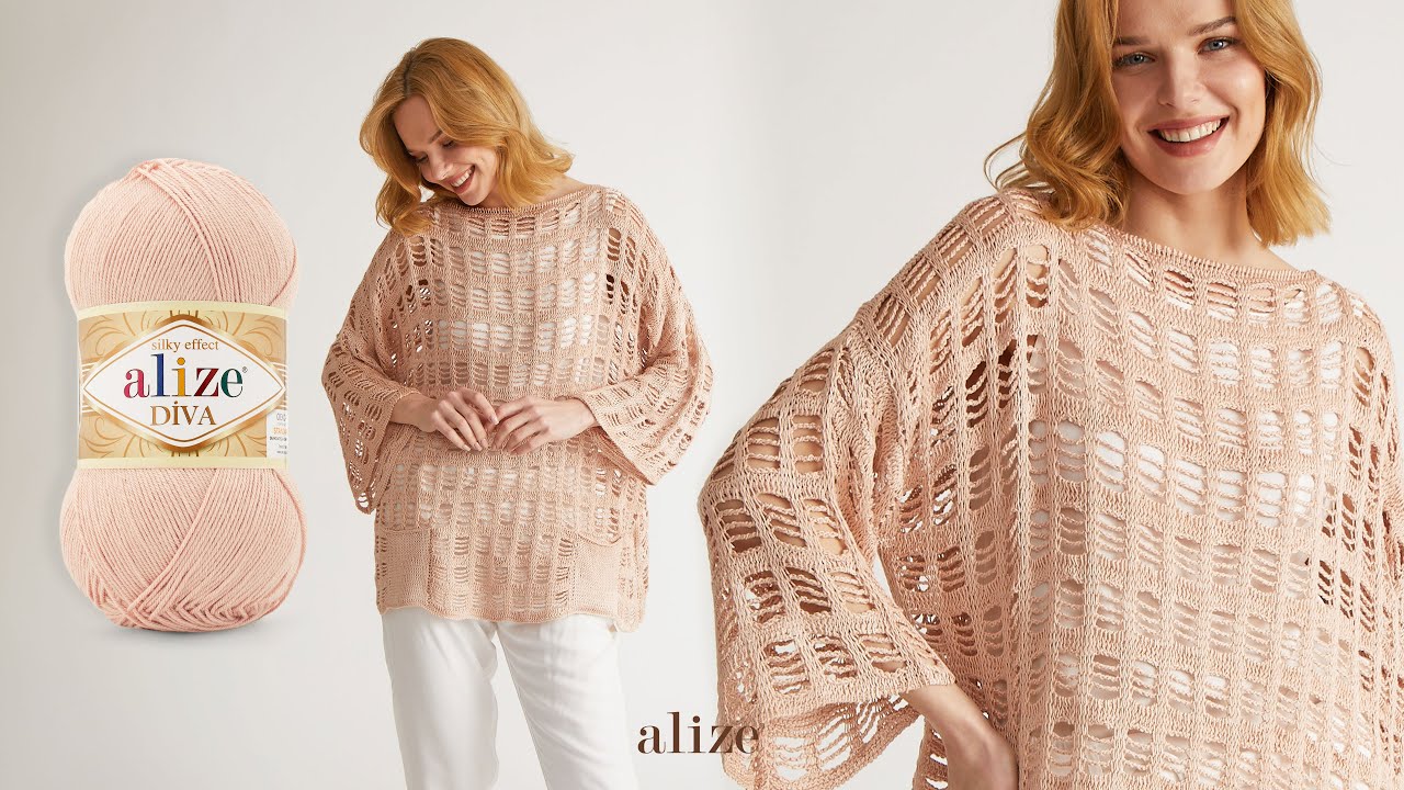 Тунисская блузка крючком с Alize Diva