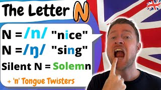 English Pronunciation  |   The Letter N  |  \/n\/ vs \/ŋ\/   +   TONGUE TWISTERS