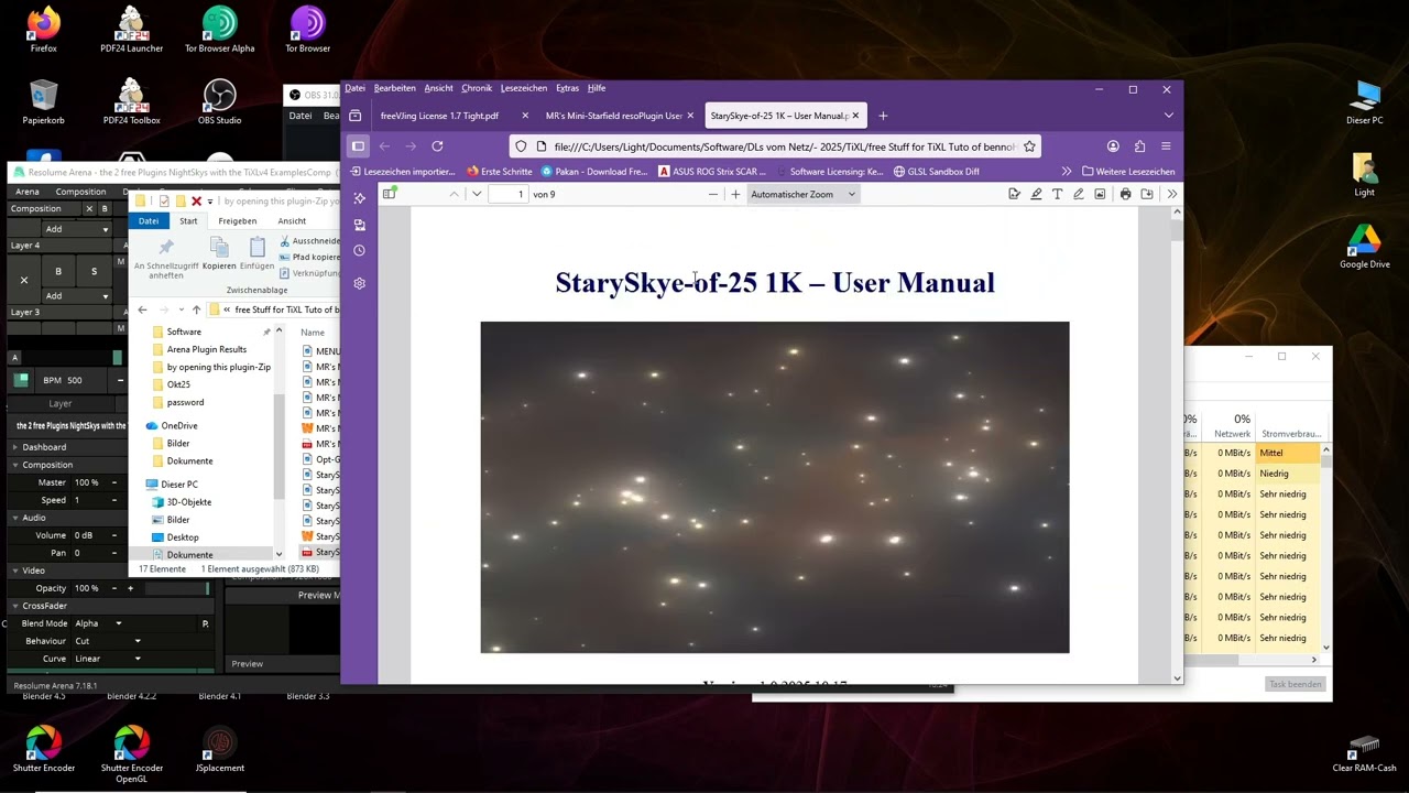 2 free Resolume Arena plugins as a Stary Nightsyke BG for my TiXEL TUTO   Part 3 of 3