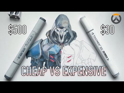 $500 vs $30 ART! Drawing Reaper from Overwatch | Cheap vs Expensive