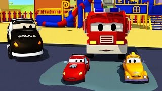 Der Streifenwagen : Die kleinen Autos stecken fest in Car City| Autos & Lastwagen Bau-Cartoon-Serie