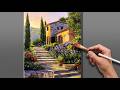 How to Paint ITALIAN GARDEN Landscape | Acrylic Painting