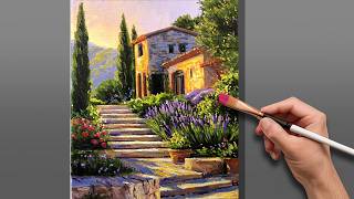 How to Paint ITALIAN GARDEN Landscape | Acrylic Painting
