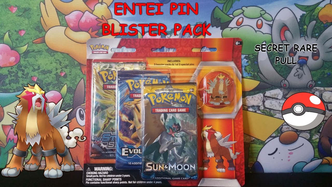 Entei Pin Blister Pack Opening | Secret Rare Pull