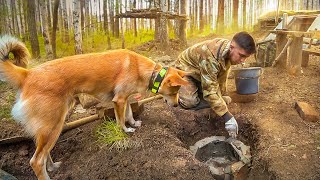 ВЫЛОЖИЛ ПЕЧЬ ВОЗЛЕ ЗЕМЛЯНКИ. СДЕЛАЛ ЗАНАВЕС ОТ ДОЖДЯ. УСТАНОВИЛ ФОТОЛОВУШКУ. 31 СЕРИЯ.