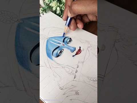 Krishna Drawing 🦚💙 | Bringing Kanha to Life ✨ #krishna #drawing  #art  #shorts