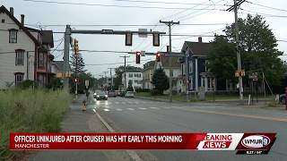 Manchester officer uninjured after early morning crash on Tuesday