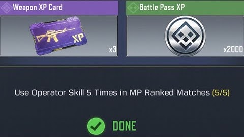 Call Of Duty Mobile Use Operator Skill 5 Times in MP Ranked Matches Task Complete