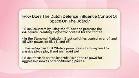 How Does The Dutch Defence Influence Control Of Space On The Board? - The Chess Codex
