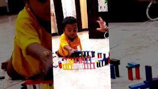 Dominoes #Knockdown with hand ✋🤩👼 fun #shorts #viralplay #baby