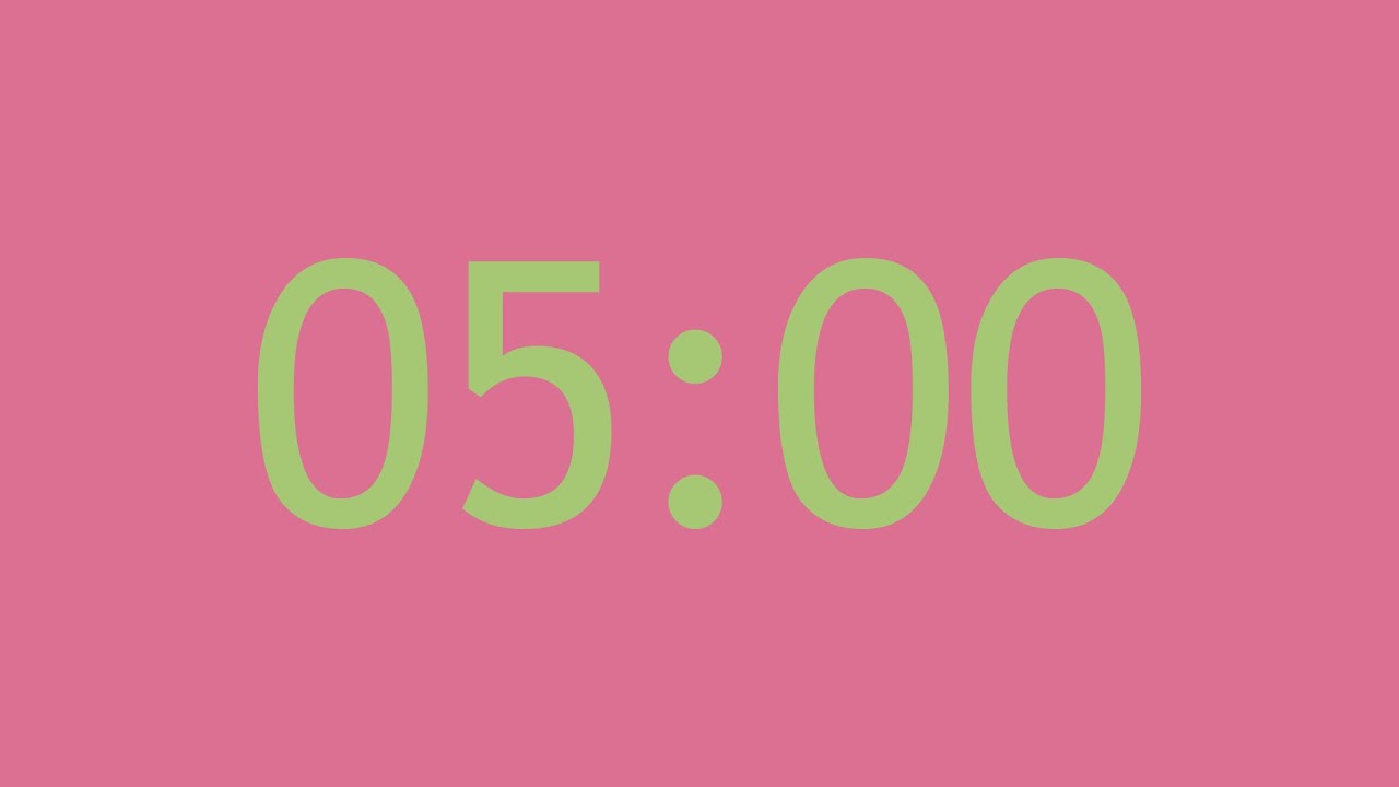 5-Minute Countdown Timer | Pale Violet Red × Light Moss Green