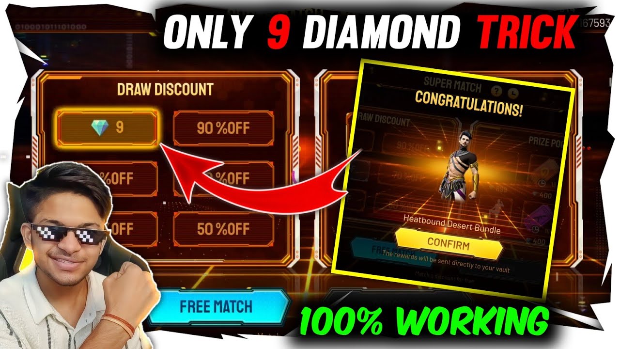 Super Match Event one spin trick | 9 Diamonds Discount Event | kitna diamond lagega | ff new events