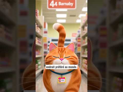 Barnaby the orange cat guarding a supermarket snack aisle
