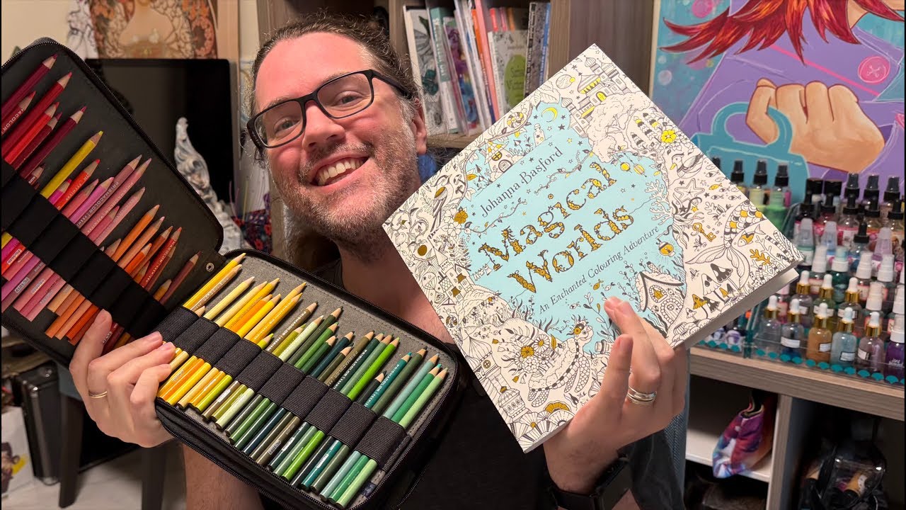 Coloring a page in Magical Worlds by Johanna Basford | Mixed Media