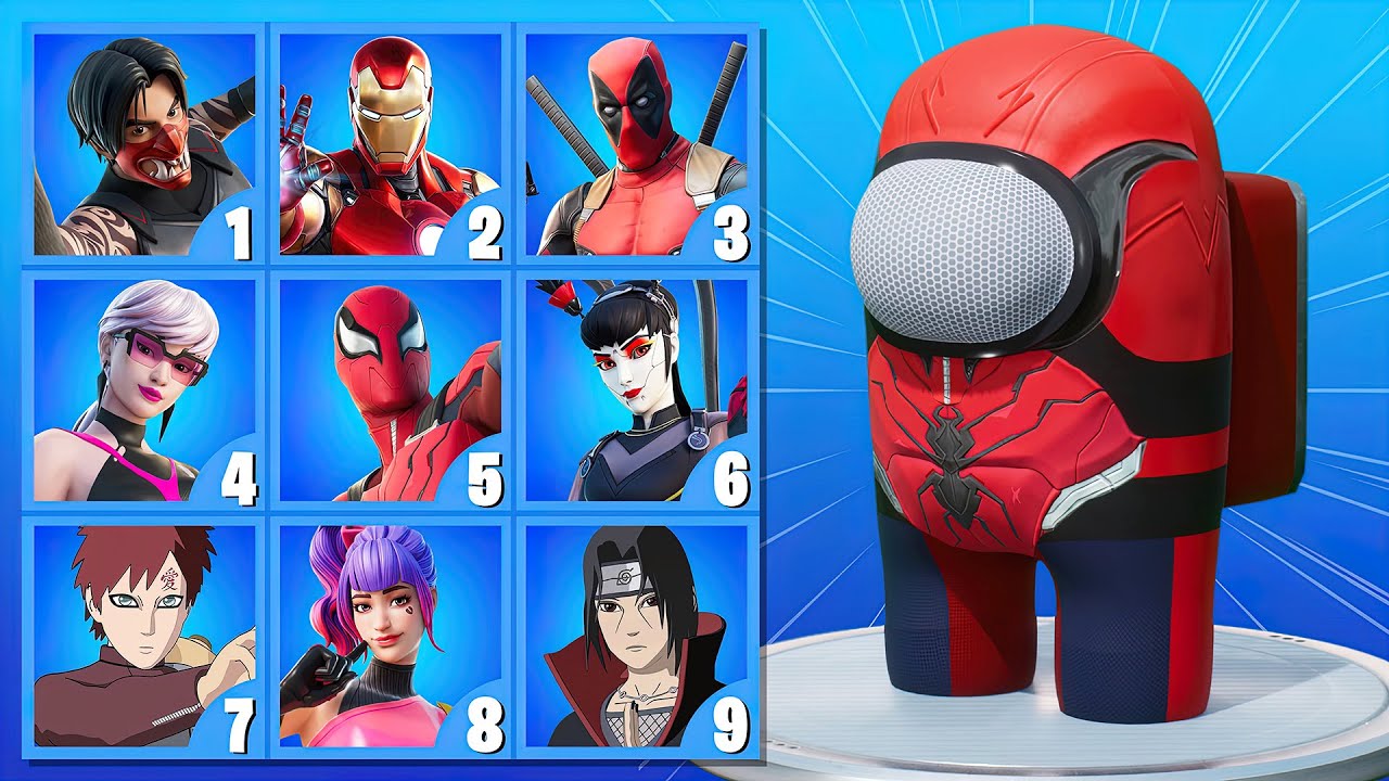 FORTNITE CHALLENGE PART 57 GUESS THE SKIN BY THE AMONG US STYLE