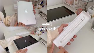 unboxing iPad 9th Gen (silver 64 gb) + Apple Pencil ✏️ | cute cases, camera&sound test