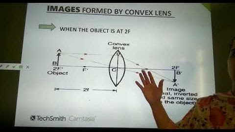 Image formed by convex lens when object is at 2F