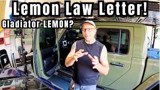 Gladiator Lemon Law Letter Received