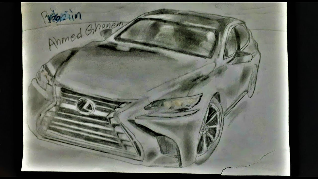 رسم سيارة لكزس لا يفوتكم ابداع لا يوصف - تعلم الرسم سيارات