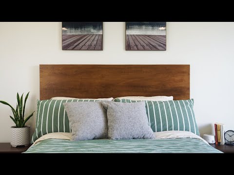 $125 Modern Headboard Build (just plywood, glue & stain!)