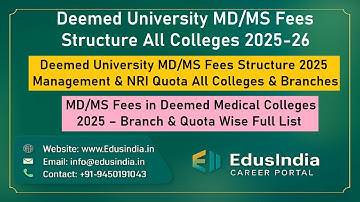 Deemed University MD/MS Fees Structure 2025 Management & NRI Quota All Colleges List & All Branches