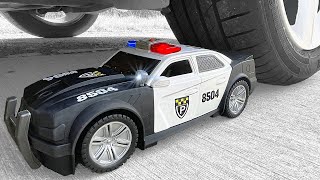 😱 Experiment: Wheel Car VS Black Police Car Toy with Siren. Crushing Crunchy &amp; Soft Things by Car!