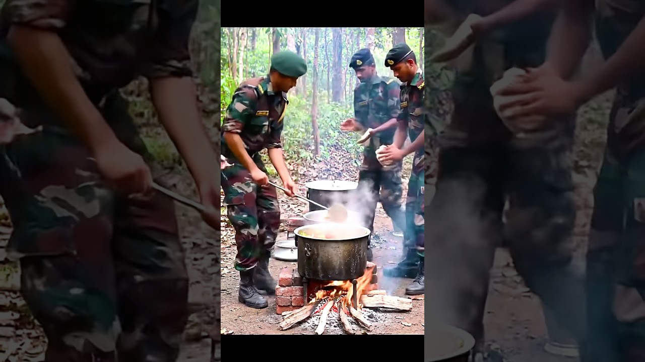 🇮🇳 Indian Army Cooking for 30 Soldiers | Army Style Food Making in Jungle 🍲🔥 