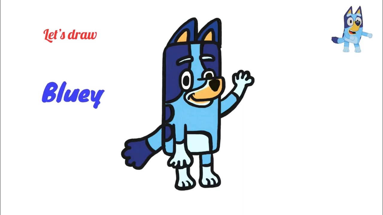 Bluey drawing How to draw Bluey for kids Bluey cartoon step by step drawing Cartoon Bluey