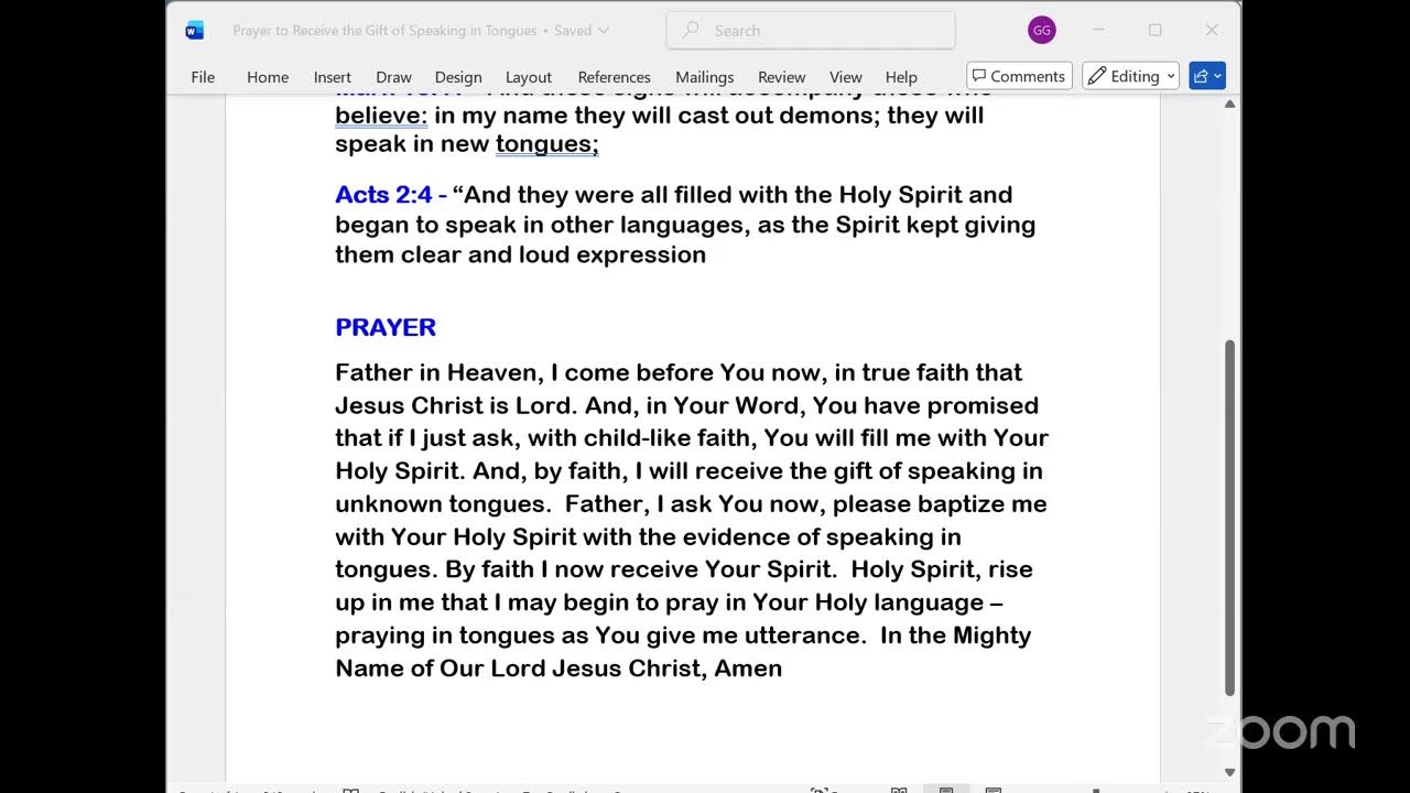 READING THE BIBLE AND SEEKING THE GIFT OF TONGUES