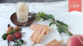 Lychee Sorbet infused with Rose Water & Peach Popsicles