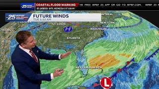 Gusty winds, coastal flooding, fast rain