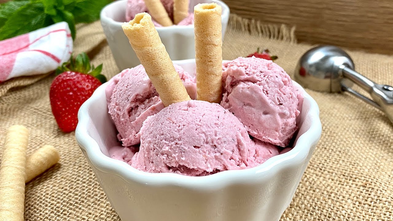 Helado De FRESAS Casero YouTube